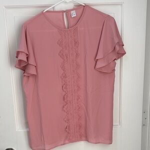 a new day Blush Ruffle Sleeve Blouse